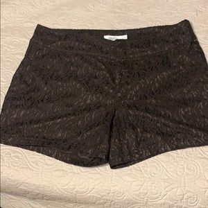 Lined black lace shorts